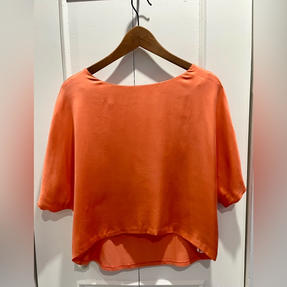 Marciano Orange Silk Boatneck Blouse